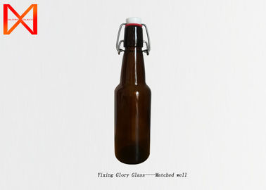 76mm Diameter Glass Beer Bottles , Swing Cap Beer Bottles Amber Colored