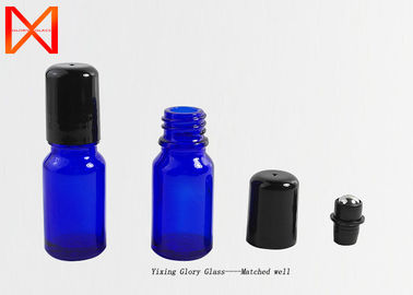 Clear Shiny Empty Rollerball Bottles , Amber Glass Roll On Bottles Cobalt Blue